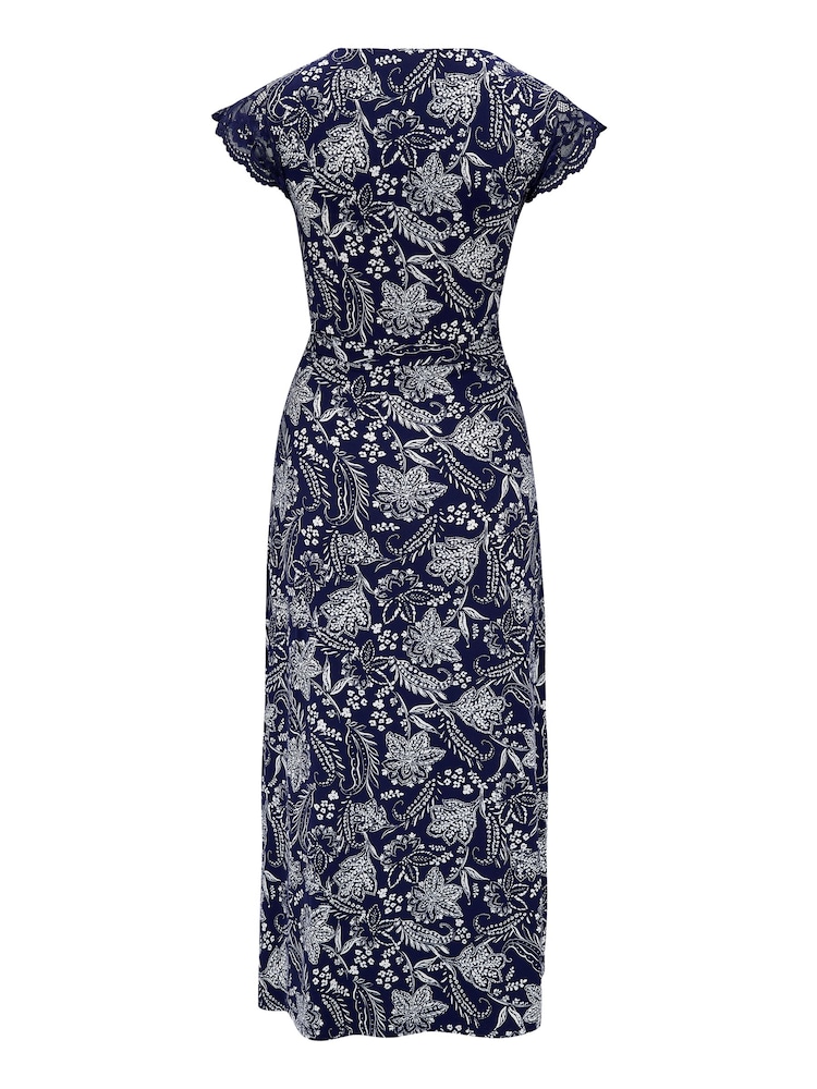 Marineblau/Weiß - Pour Moi Julie Slinky Jersey Lace Trim Midi Dress - Bild 5 von 5