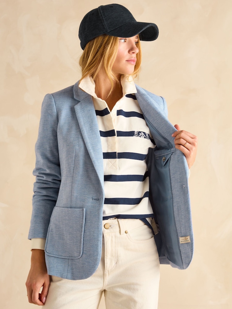 Joules Albury Blue Cotton Blazer - Image 2 of 6