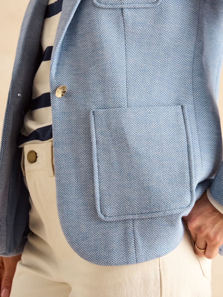 Joules Albury Blue Cotton Blazer - Image 3 of 6