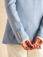 Joules Albury Blue Cotton Blazer - Image 4 of 6