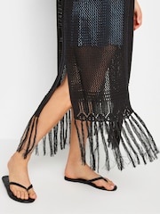 Long Tall Sally Black Longline Crochet Waistcoat - Image 4 of 6