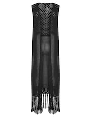 Long Tall Sally Black Longline Crochet Waistcoat - Image 6 of 6