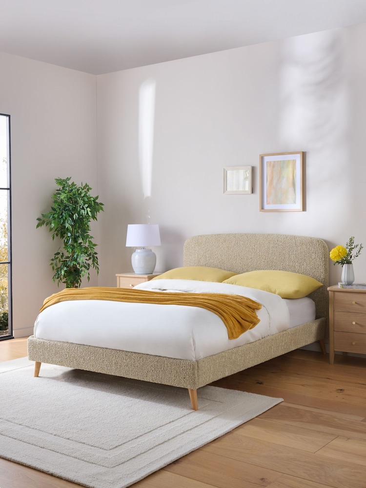 Natural Mink Tweedy Boucle Matson Upholstered Bed Frame - Image 1 of 7