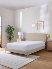 Natural Mink Tweedy Boucle Matson Upholstered Bed Frame - Image 2 of 7