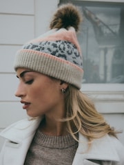 Leopard/Pink Hat and Handwarmer Set - Image 3 of 9
