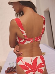 Ecru/Red Floral Shaping Padded Wired Bandeau Bikini Top - Image 3 of 4