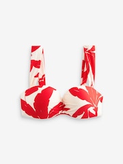 Ecru/Red Floral Shaping Padded Wired Bandeau Bikini Top - Image 4 of 4