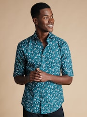 Charles Tyrwhitt Green Classic Fit Liberty Fabric Floral Print 100% Cotton Shirt - Image 2 of 7