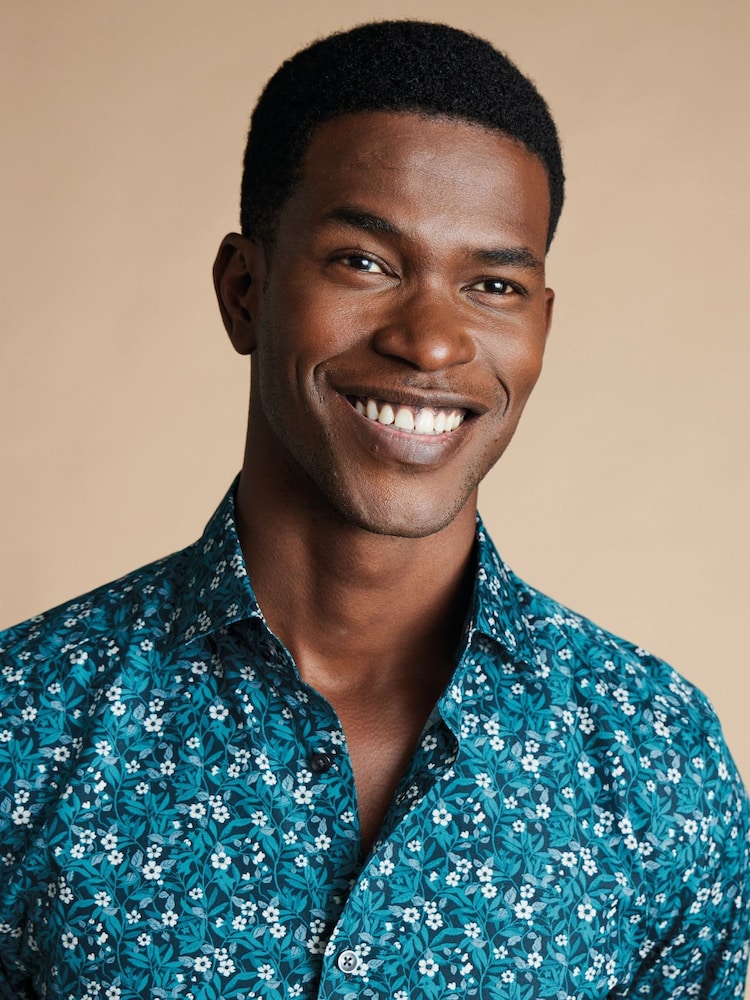 Зелений - Charles Tyrwhitt Classic Fit Liberty Fabric квітковий принт 100% Cotton Shirt - Image 3 of 7