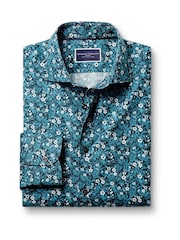 Charles Tyrwhitt Green Classic Fit Liberty Fabric Floral Print 100% Cotton Shirt - Image 5 of 7