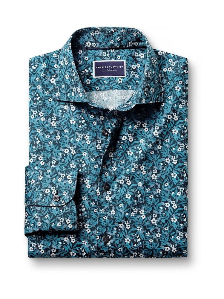 Зелений - Charles Tyrwhitt Classic Fit Liberty Fabric квітковий принт 100% Cotton Shirt - Image 5 of 7