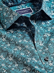 Charles Tyrwhitt Green Classic Fit Liberty Fabric Floral Print 100% Cotton Shirt - Image 6 of 7