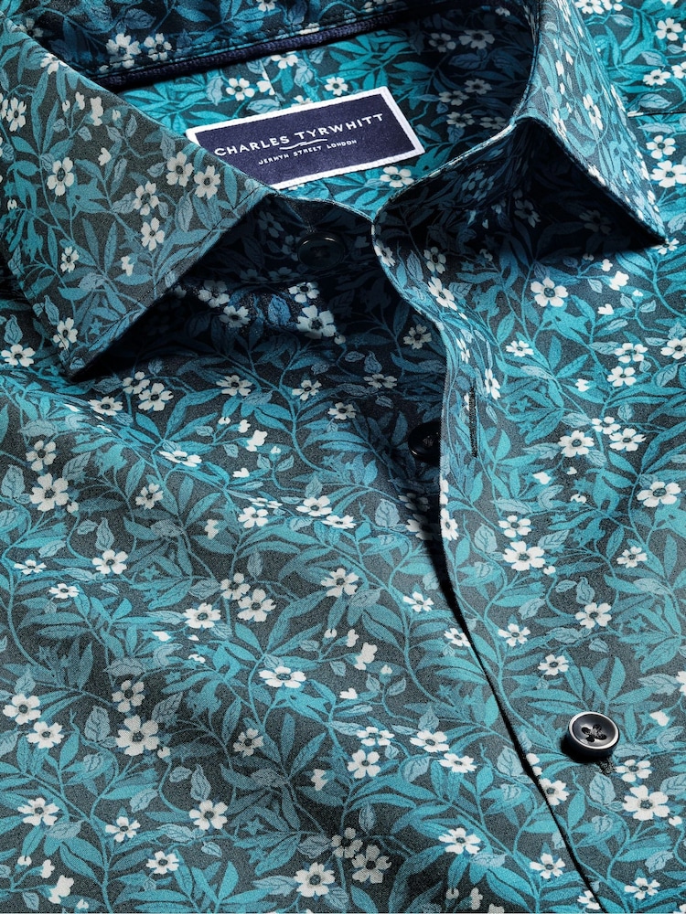 Зелений - Charles Tyrwhitt Classic Fit Liberty Fabric квітковий принт 100% Cotton Shirt - Image 6 of 7