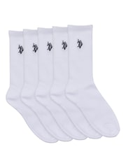 U.S. Polo Assn. White Mens Classic Sports Socks 5 Pack - Image 1 of 3