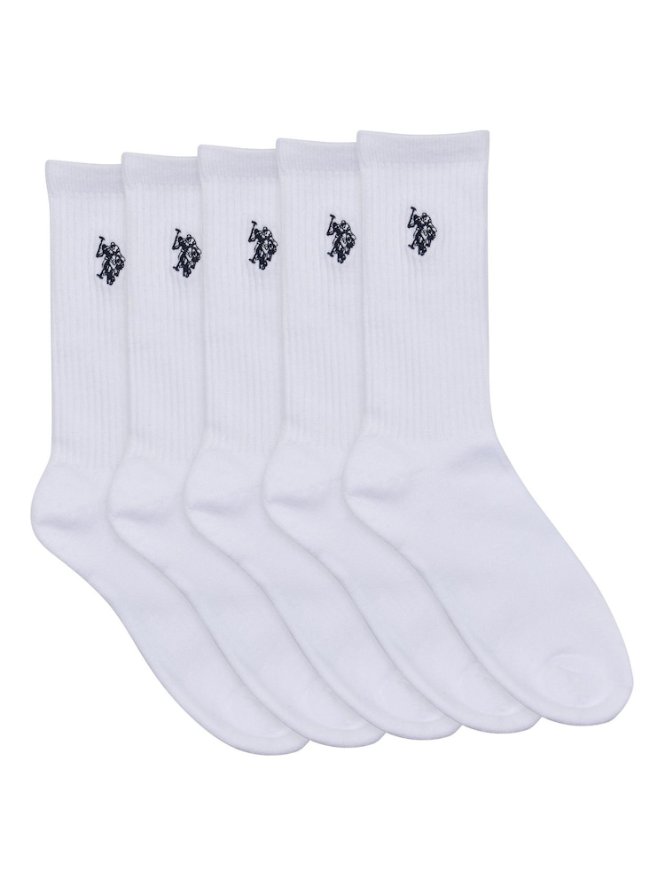 U.S. Polo Assn. White Mens Classic Sports Socks 5 Pack - Image 1 of 3