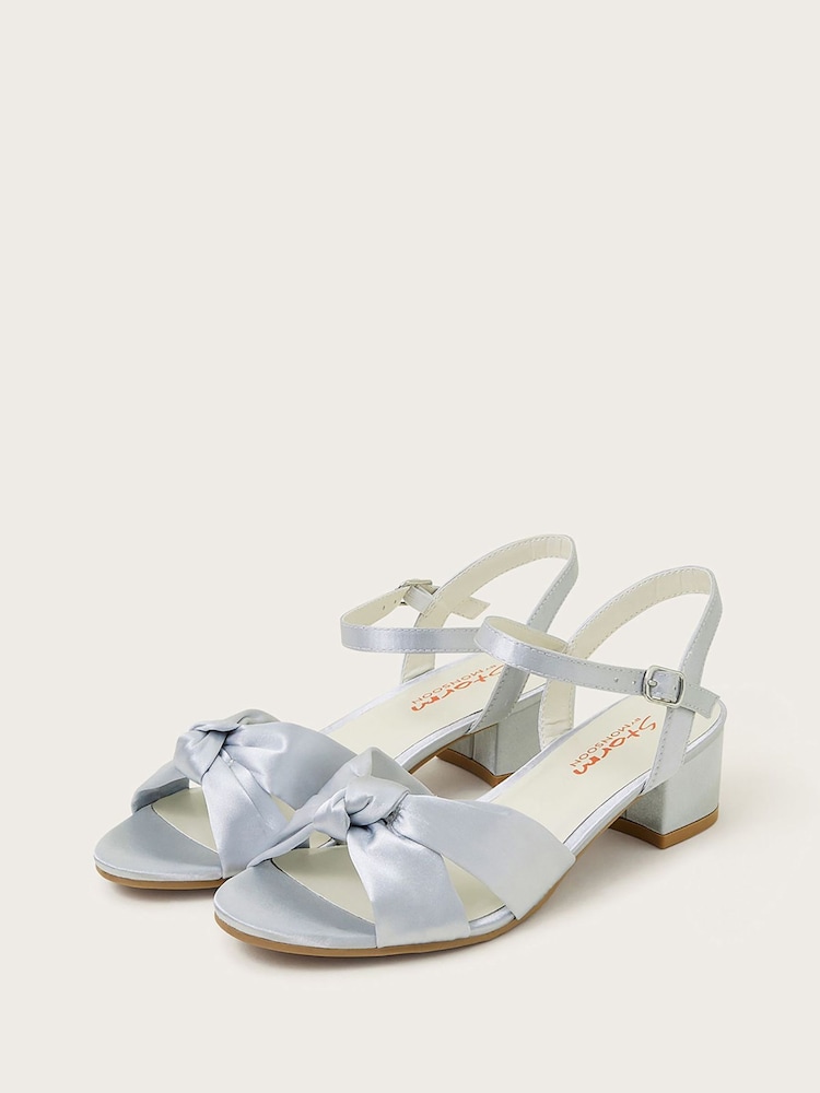 Monsoon Silver Satin Twist Heeled Sandals - Image 1 of 4 Monsoon Silver Satin Twist Heeled Sandals - Image 1 of 4