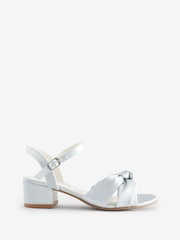 Monsoon Silver Satin Twist Heeled Sandals - Image 2 of 4