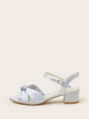 Monsoon Silver Satin Twist Heeled Sandals - Image 3 of 4
