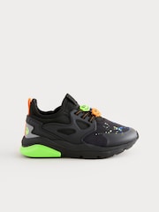 Black Fluro Elastic Lace Trainers - Image 3 of 6