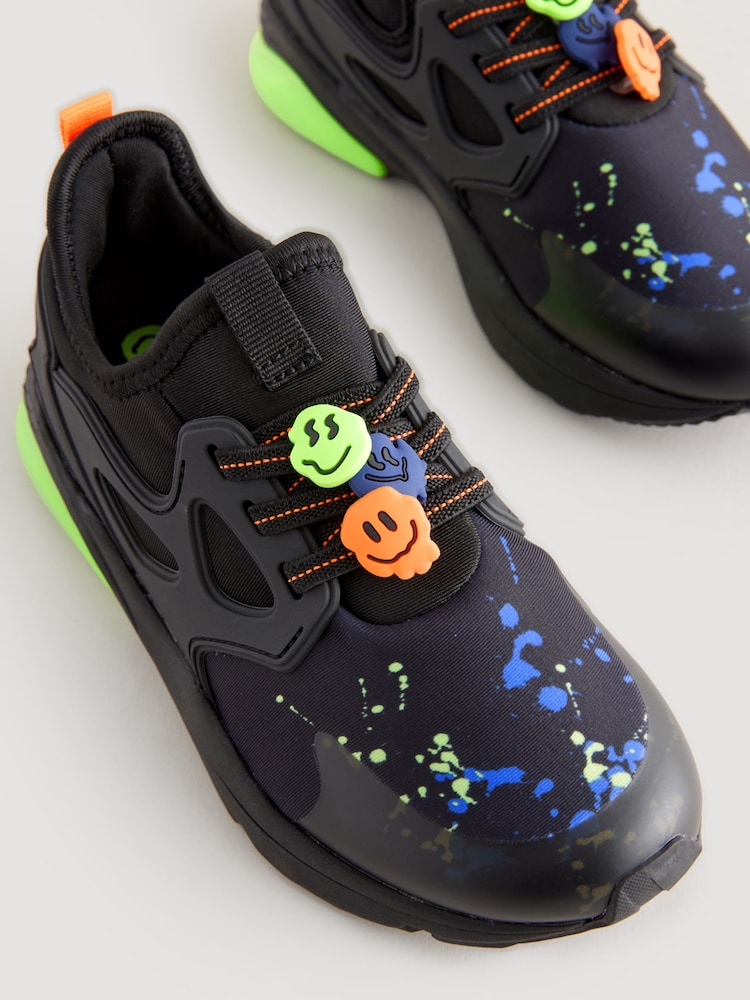 Black Fluro Elastic Lace Trainers - Image 6 of 6