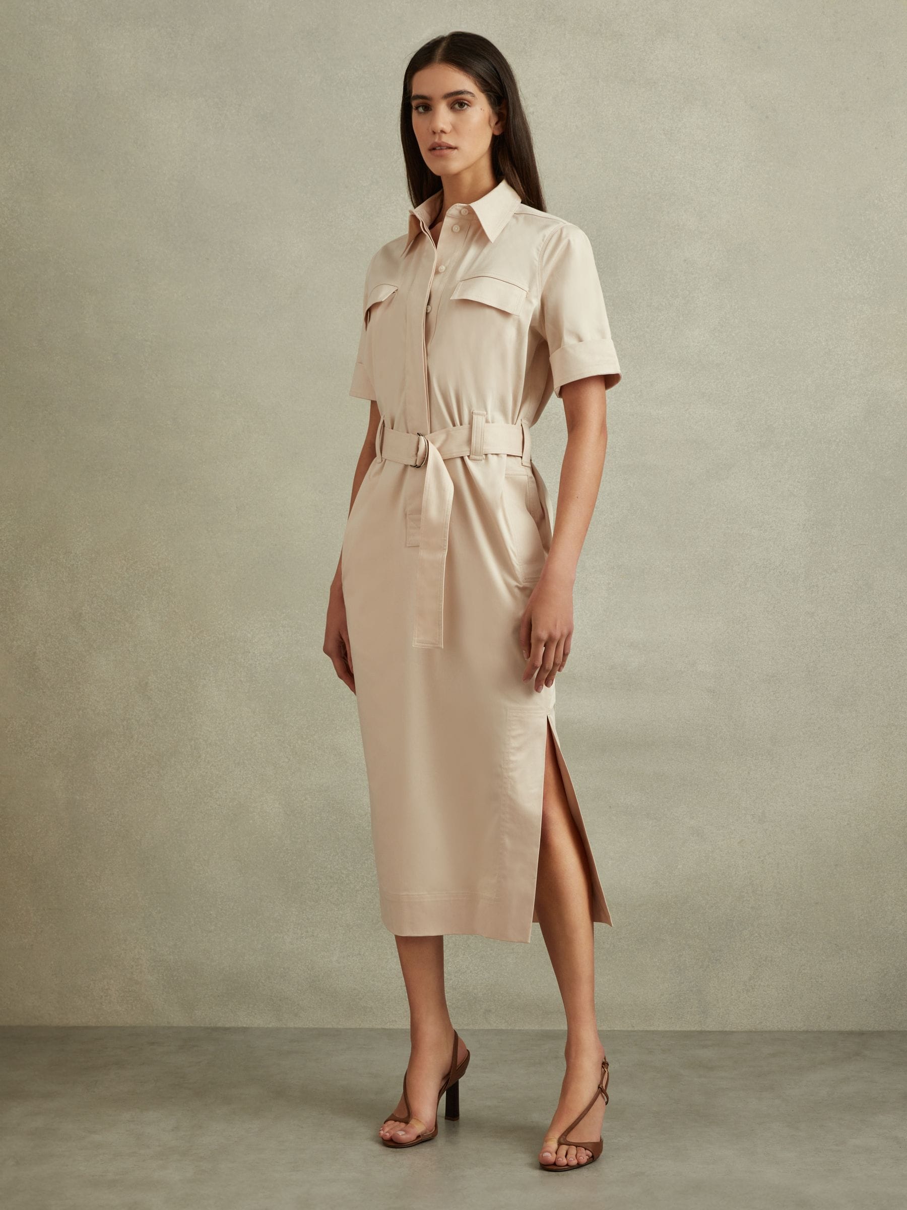 安心追跡付【REISS】Emilina リブニットベルト付きドレス Serré knit one-piece | EmiriaWiz公式オンラインストア