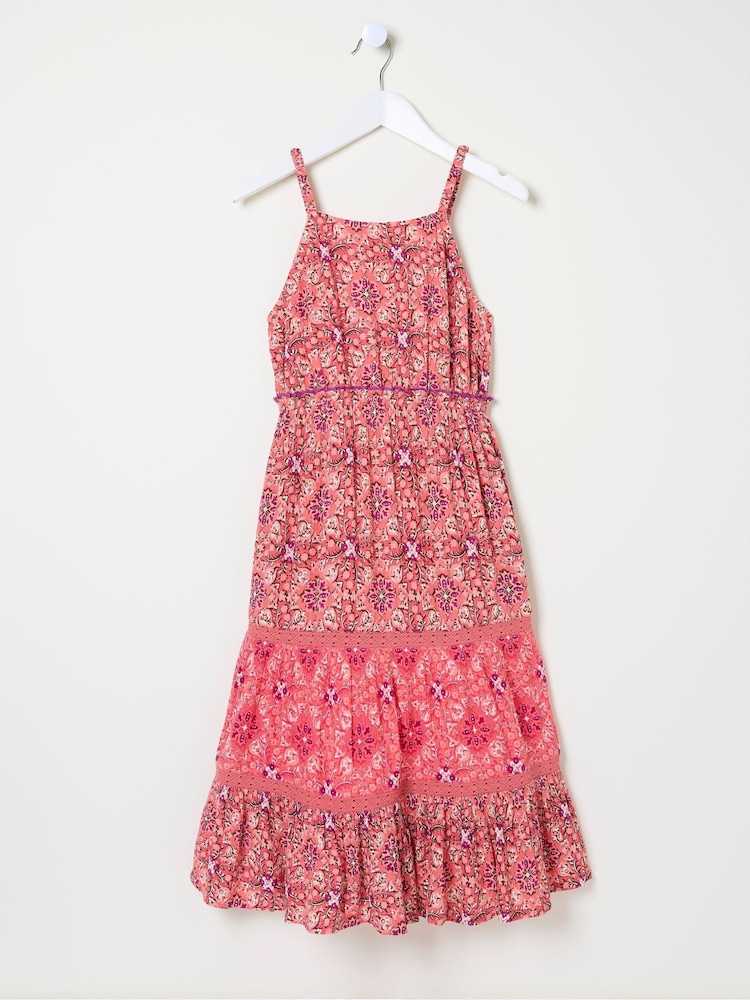 FatFace Myla Pink Geo Midi Dress - Image 4 of 4