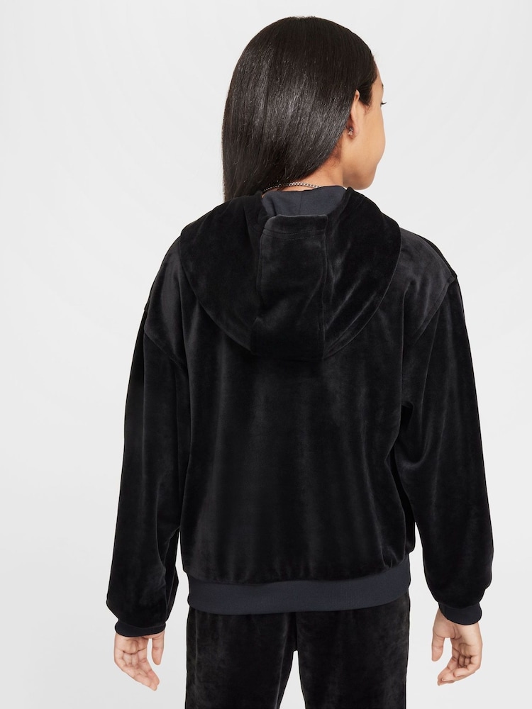 Nike Black Velour Overhead Hoodie - Image 3 of 7