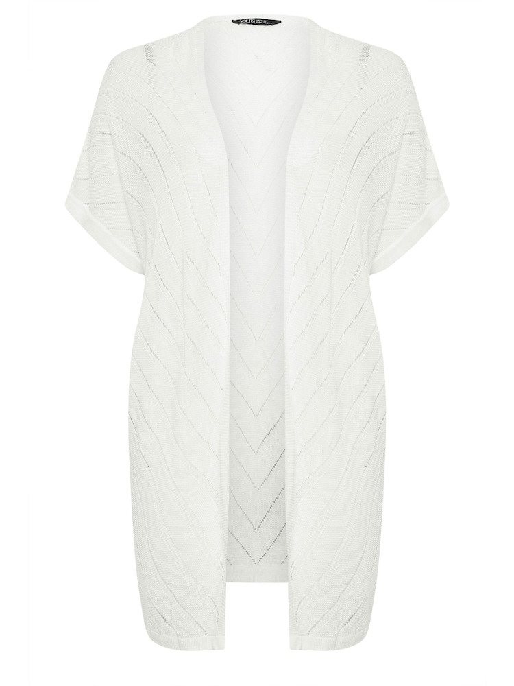 Yours Curve White Cocoon Chevron Stripe Cardigan - Image 5 of 5