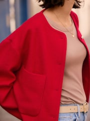 Red Textured Boucle Jacket With Wool - Image 4 of 6