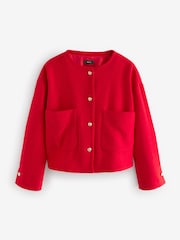 Red Textured Boucle Jacket With Wool - Image 5 of 6