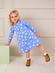 JoJo Maman Bébé Blue Swan Button Front Dress - Image 2 of 6