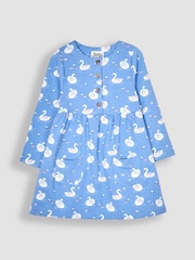JoJo Maman Bébé Blue Swan Button Front Dress - Image 4 of 6