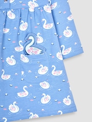 JoJo Maman Bébé Blue Swan Button Front Dress - Image 6 of 6