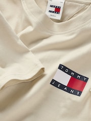 Tommy Jeans Cream Slim Essential Flag 100% Cotton T-Shirt - Image 5 of 5