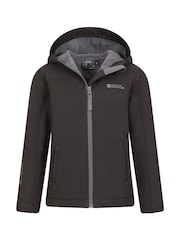 Mountain Warehouse Black Exodus Kids Water Resistant Softshell Jacket - Image 1 of 5