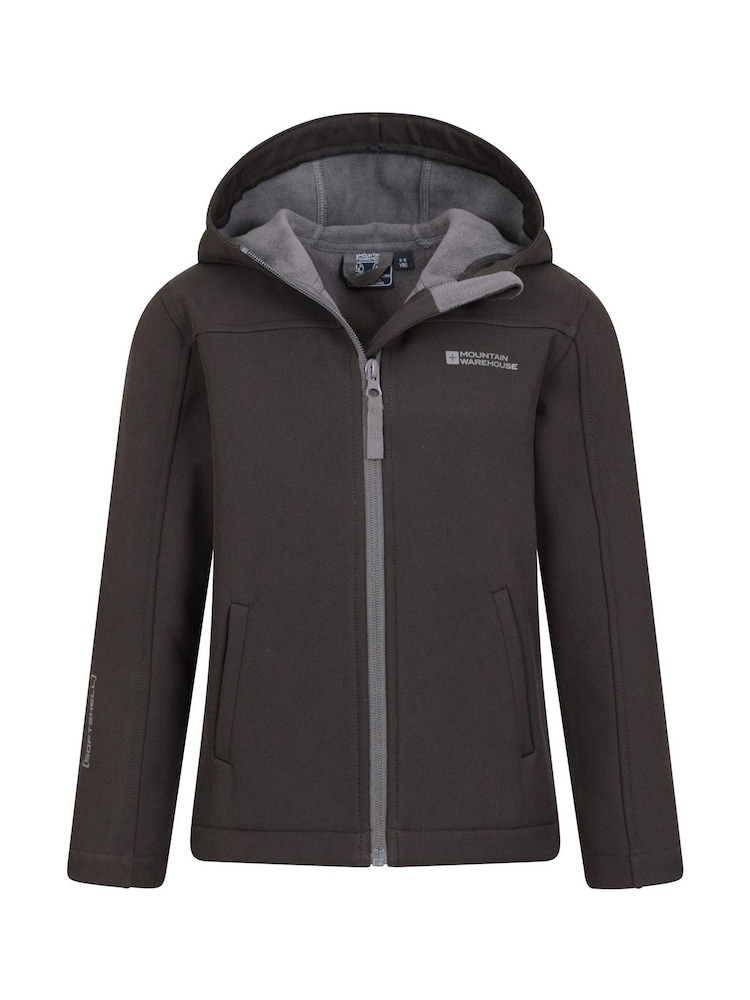 Mountain Warehouse Black Exodus Kids Water Resistant Softshell Jacket - Image 1 of 5