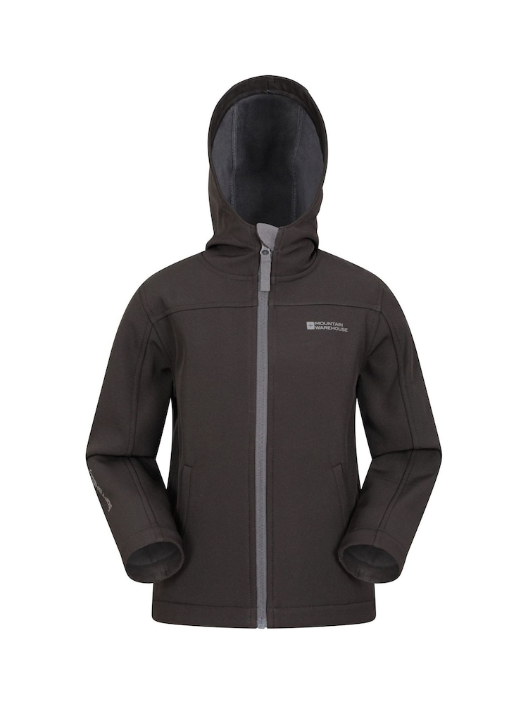 Mountain Warehouse Black Exodus Kids Water Resistant Softshell Jacket - Image 2 of 5