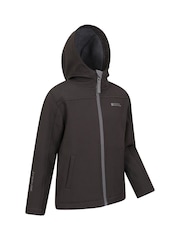 Mountain Warehouse Black Exodus Kids Water Resistant Softshell Jacket - Image 3 of 5