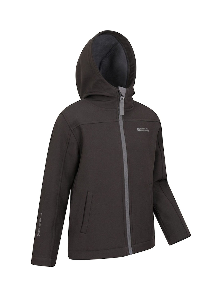 Mountain Warehouse Black Exodus Kids Water Resistant Softshell Jacket - Image 3 of 5