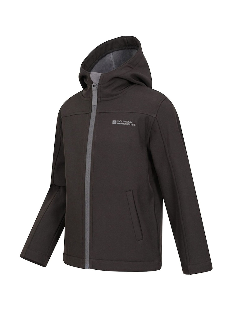 Mountain Warehouse Black Exodus Kids Water Resistant Softshell Jacket - Image 4 of 5