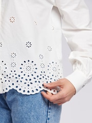 U.S. Polo Assn. White Womens Broderie Anglaise 100% Cotton Shirt - Image 4 of 7