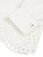 U.S. Polo Assn. White Womens Broderie Anglaise 100% Cotton Shirt - Image 7 of 7