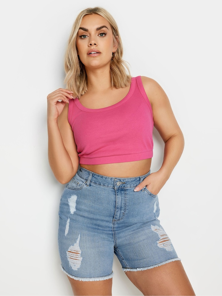 Yours Curve Blue Denim Hot Shorts - Image 1 of 1 Yours Curve Blue Denim Hot Shorts - Image 1 of 1