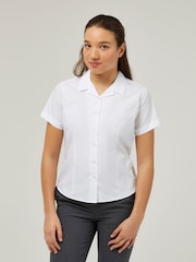 Trutex White Revere Collar Slim Fit Short Sleeve 2 Pack School Shirts - Image 1 of 7