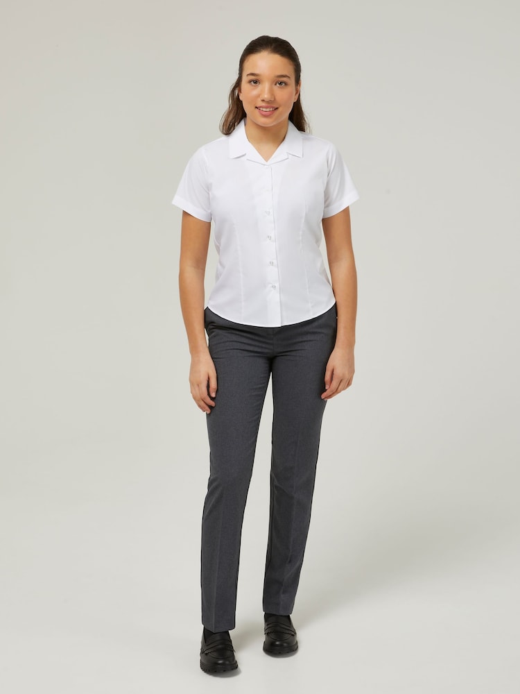 Trutex White Revere Collar ozek kroj kratek rokav; s kratkimi rokavi 2 Pack School Shirts - Slika 2 iz 7 Trutex White Revere Collar ozek kroj kratek rokav; s kratkimi rokavi 2 Pack School Shirts - Slika 2 iz 7