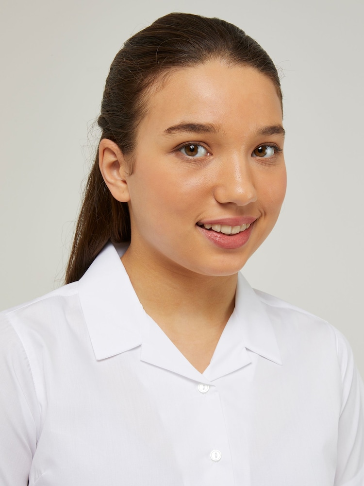 Trutex White Revere Collar Slim Fit Short Sleeve 2 Pack School Shirts - Image 4 of 7