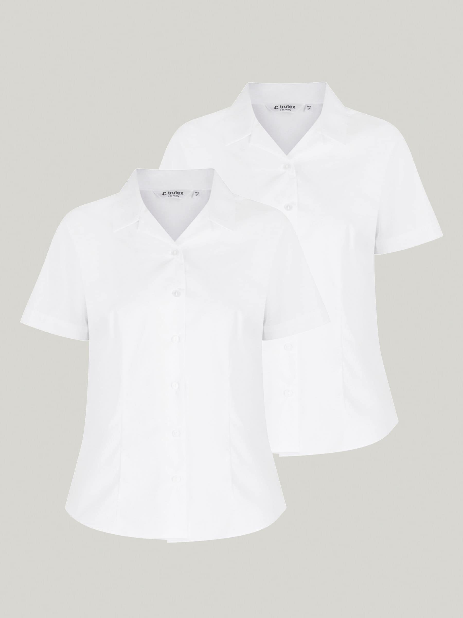 Buy Trutex White Cuban Collar Slim Fit Short Sleeve 2 Pack