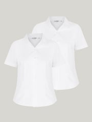 Trutex White Revere Collar Slim Fit Short Sleeve 2 Pack School Shirts - Image 5 of 7