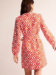 Boden Red Cleo 100% Linen Tie Waist Dress - Image 2 of 6