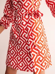 Boden Red Cleo 100% Linen Tie Waist Dress - Image 4 of 6